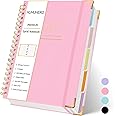 Huhuhero 5 Subject Notebook with Dividers, 240 Pages Pink Spiral Journal Notebook College Ruled, B5 Hardcover Notebooks for Work Note Taking, Aesthetic Writing Journal for Women, College Essentials