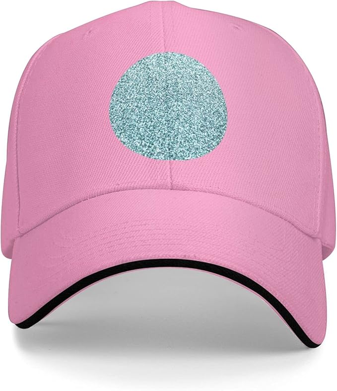 Teal and Silver Glitter Top Level Baseball Cap Men Women Classic Adjustable Plain Hat at