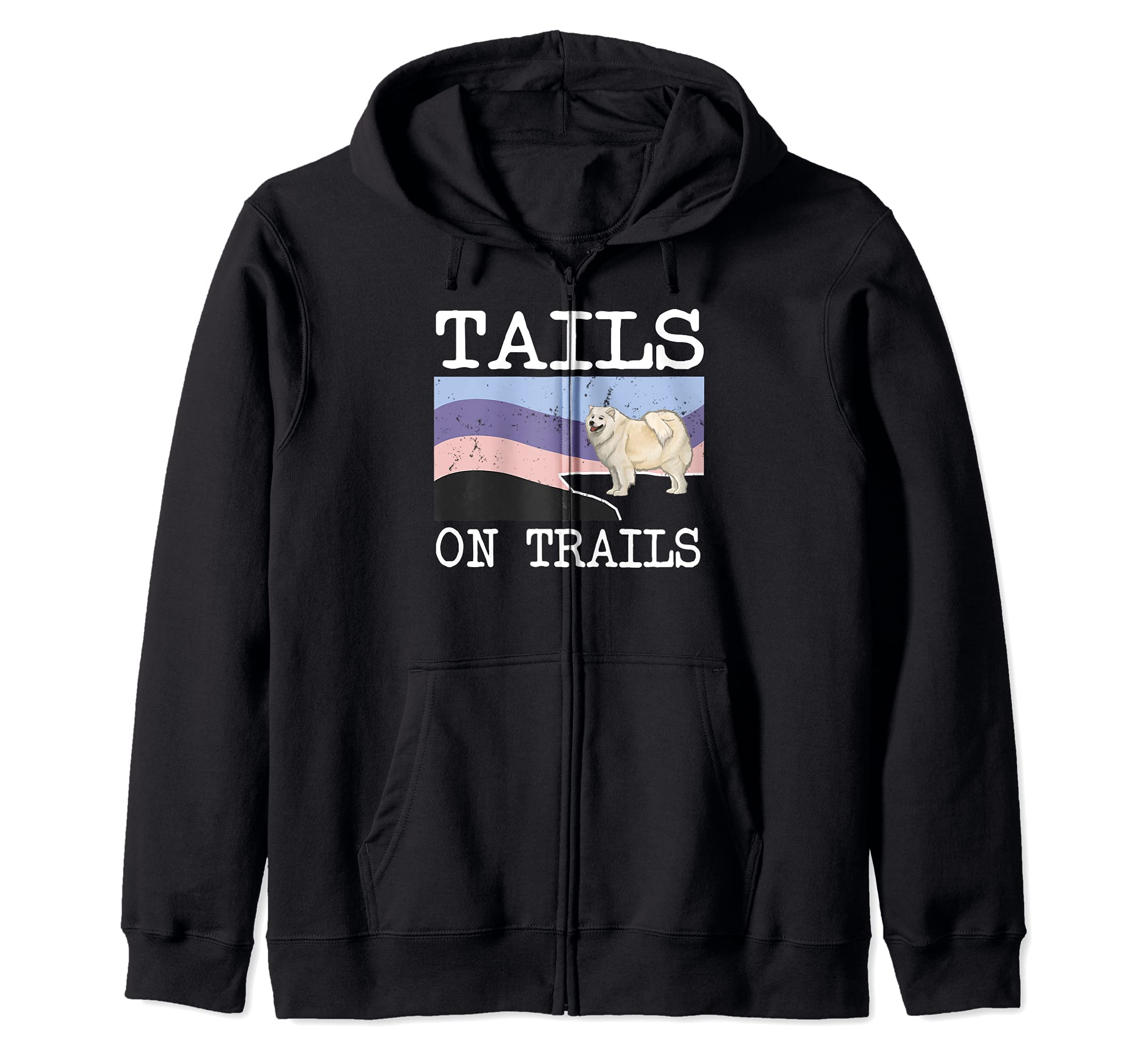 Samoyed Tails On Trails Funny Dog Hiking Zip Hoodie