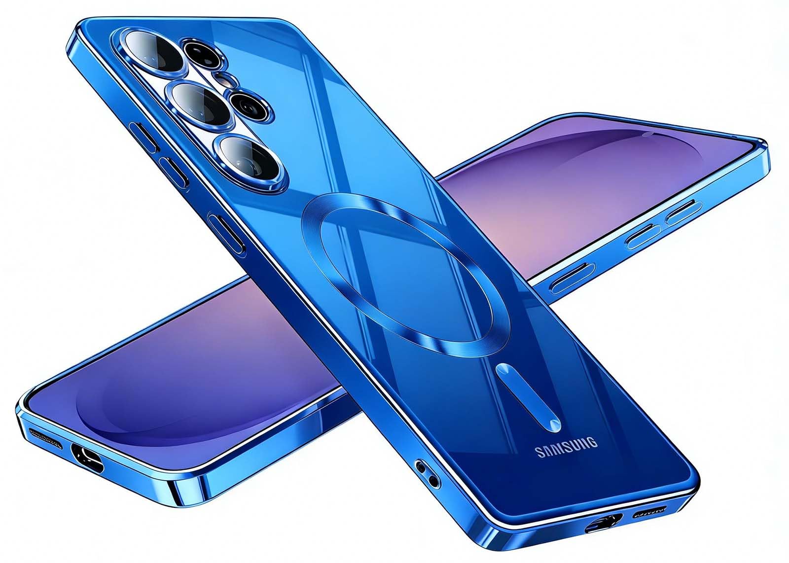 FLXINYUE Magnetic for Samsung Galaxy S26 Ultra Case,[Compatible with MagSafe] [Full Camera Cover] Shockproof Slim Luxury Phone Case for S26 Ultra 5G,Soft Touch Design for Women Girls Blue