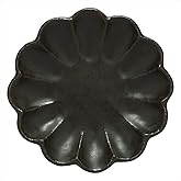 うつわ魯庵 Mino Ware 555-0046 Kaneko Komohei Linka Plate, Medium Plate, Black, Kneeling Flowers, Diameter Approx. 6.7 inches (17 cm), Microwave and Dishwasher Safe, Made in Japan