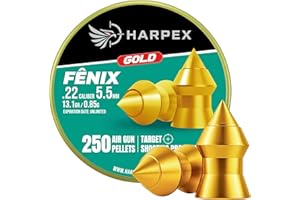 Harpex Fenix Gold .22 Cal Airgun Pellets – 13.1 Grain Pointed Head – Premium Coated Lead Pellets – High Penetration & Accurac