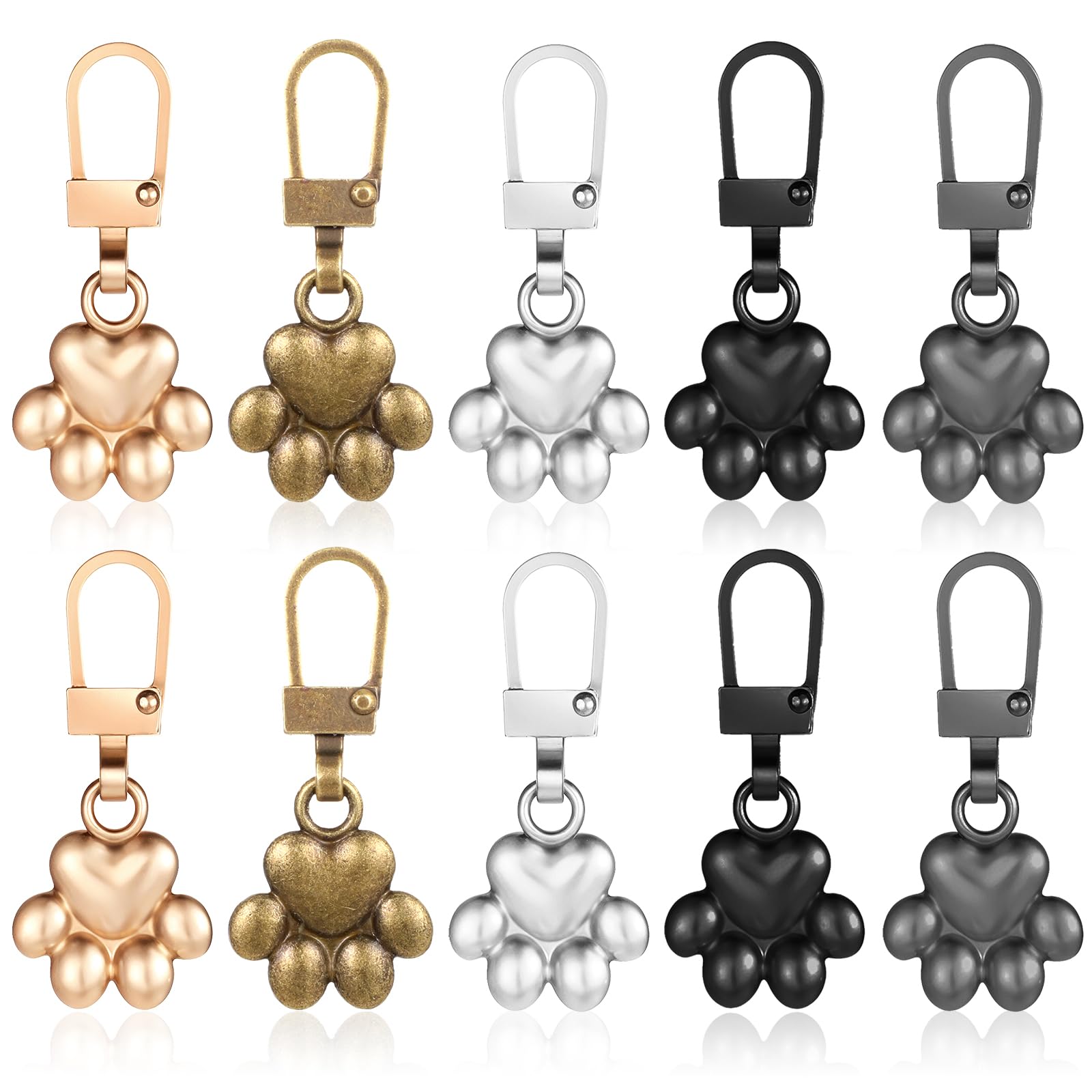 Photo 1 of oruola 10pcs Decorative Zipper Pulls, Metal Dog Paw Zipper Pull Charm, Zipper Pulls Replacement for Luggage Backpacks Purses Jackets Handbags Keychain DIY Crafts Jewellery Making