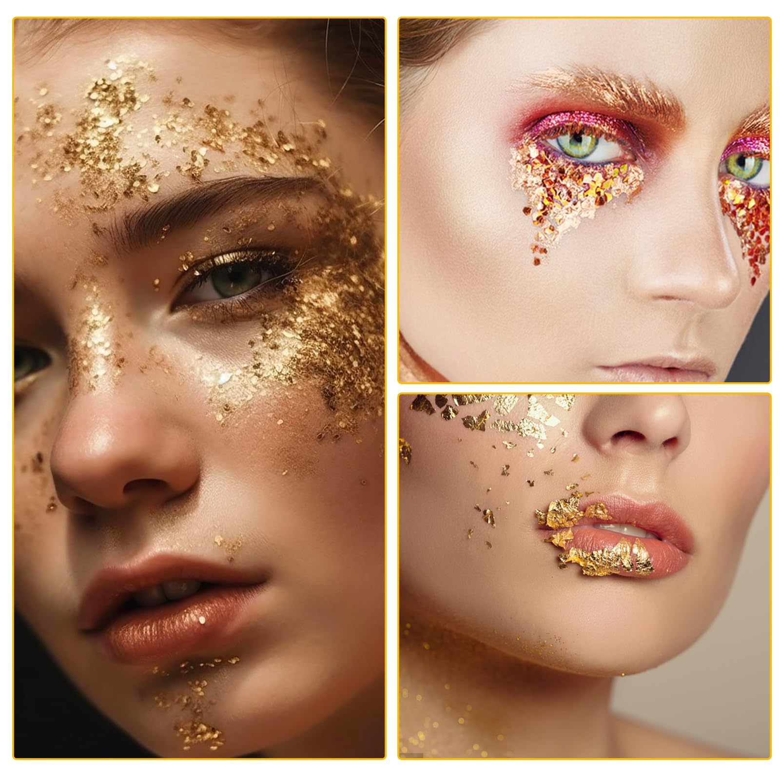 5Pcs Decorative Gold Leaf, Multifunction Gold Flakes Food Golden Leaf Cake Decoration Baking Golden Foil Chocolates Decor for Cooking Dessert Steak Decoration Crafts Painting Nail Arts Spa