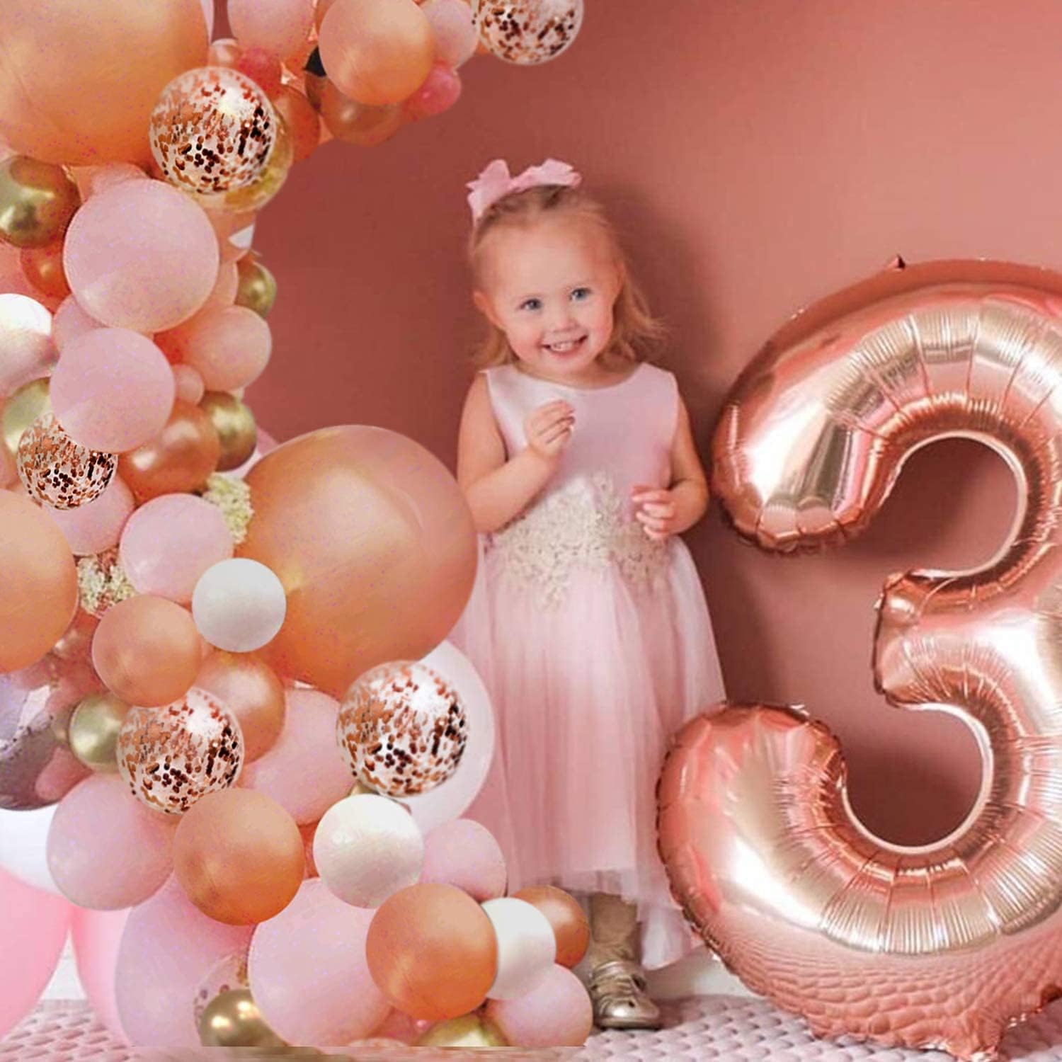 Rose Gold Balloon Garland Arch Kit, 152 Pieces Rose Gold Pink White and Gold Confetti Latex Balloons for Baby Shower Wedding Birthday Graduation Anniversary Bachelorette Party Background Decorations: Toys & Games