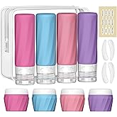14pack Travel Bottles for Toiletries, TSA Approved Travel Size Toiletries Containers Set, Premium Silicone Leak Proof Refillable Bottles & Creams Jars Accessories Kit W/Clear Bag (Vibrant)