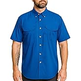 Tiger Hill Men's Short Sleeve Fishing Button Down Shirt, Breathable Outdoors Casual Lightweight Shirt