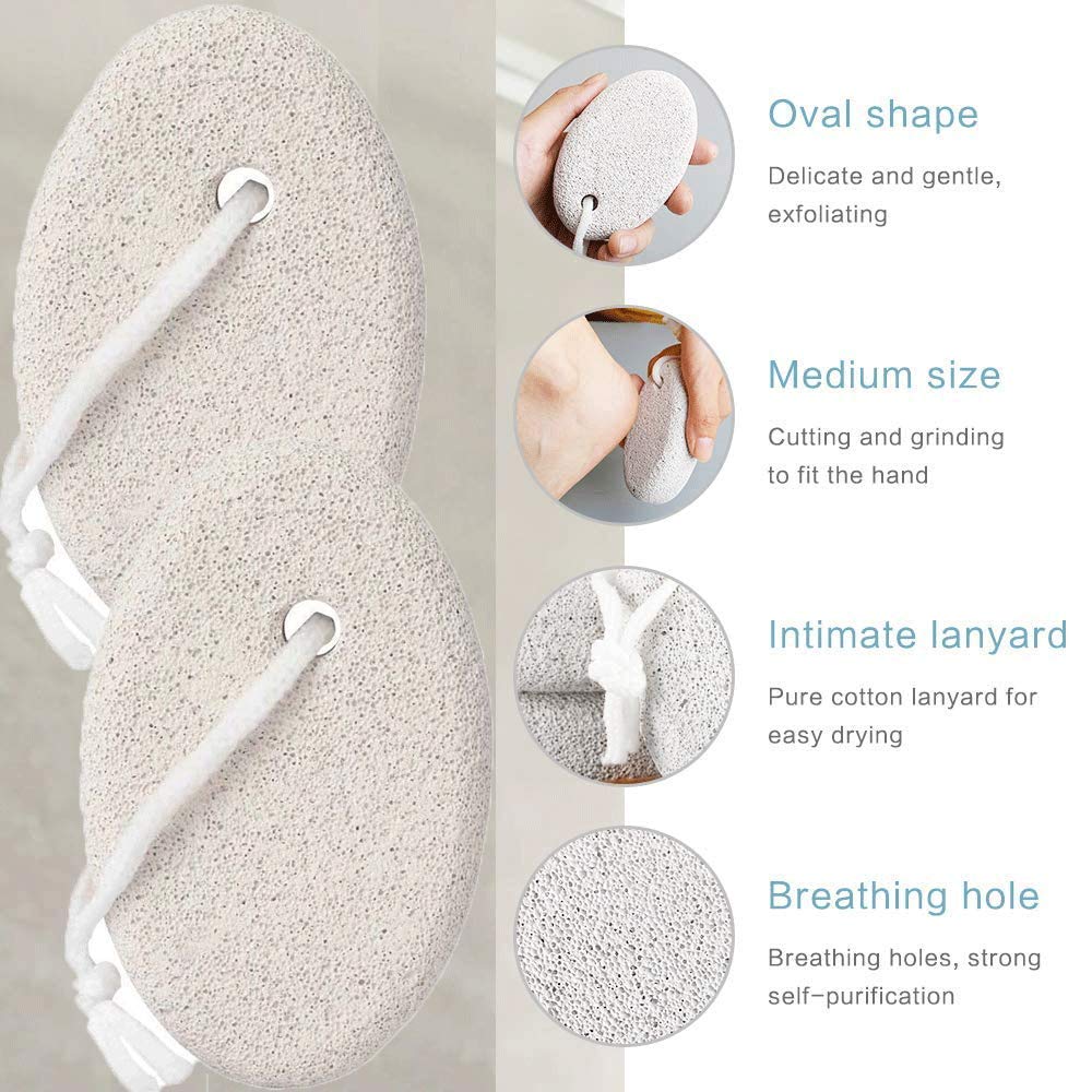 Natural Pumice Stone for Feet, Borogo 2-Pack Lava Pedicure Tools Hard Skin Callus Remover for Feet and Hands - Natural Foot File Exfoliation to Remove Dead Skin, Heels, Elbows, Hands: Beauty