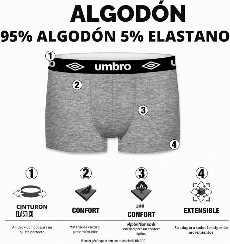 Cuecas Boxer de Algodão Masculinas, Pack de 4, Preto X4A (S)