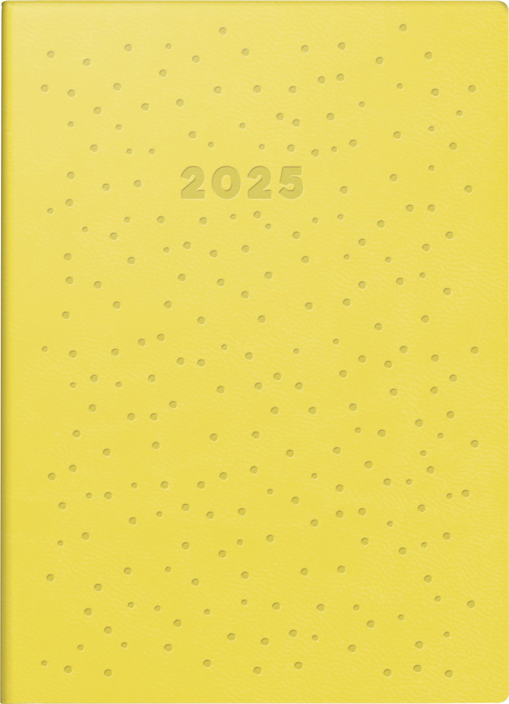 rido/idé Pocket Diary Model Technik S (2025) "Dots", 2 Pages = 1 Week, A6, 144 Pages, Faux Leather Cover, Flexible, Yellow