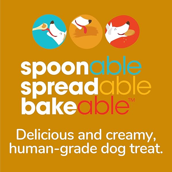 FRUITABLES SPREADS – SPREADABLE DOG TREAT – BAKEABLE DOG TREAT – REAL PEANUT BUTTER AND BANANA – HUMAN-GRADE 100% NATURAL INGREDIENTS – GREAT FOR ALL DOGS – 7 OUNCES