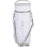 Vinglacé Wine Tote | Bottle Carrier Bag | Water Resistant | Lightly Insulated | 14.5" x 5.5" x 5.5" | White Vegan Leather