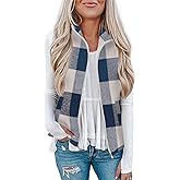 Rapbin Women's Plaid Outerwear Vests Tops Zip Up Collared Sleeveless Jacket with Pockects