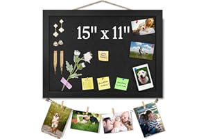 ORIGREEN Black Bulletin Boards Cork Board with Felt, 15"x11" Small Display Pin Board Vision Board for Walls, Jewelry, Notes, Collection, Photos, Office, Wood Framed(Black) & Felt(Black), 1pc
