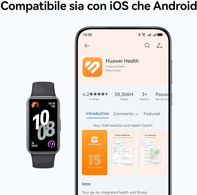 Band 10 Smartwatch, Monitoraggio del Fitness Tramite AI, Bianco