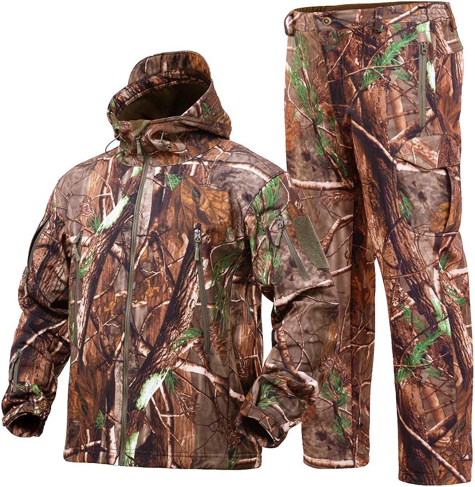 YEVHEV Hunting Gear Suit for Men Camouflage Hunting Hoodie Jacket Windproof Real-Tree Camo : Clothing