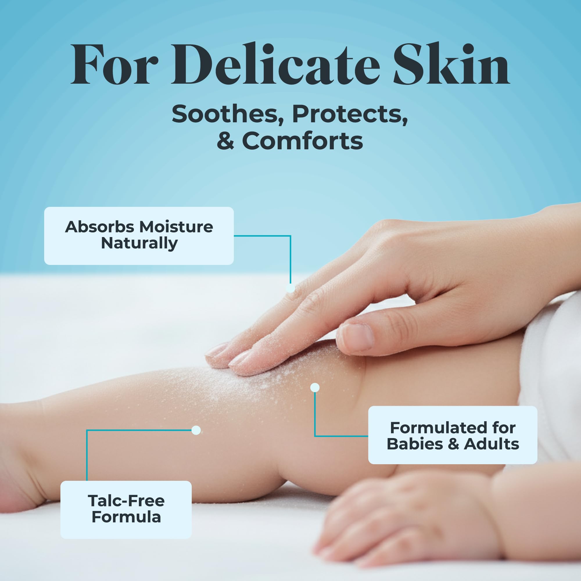 White Rain Pure Cornstarch Baby Powder Talc-Free, 10 oz, Pack of 2 - Natural Moisture Absorption with Vitamin E, Gentle Body Powder for Women, Babies & Sensitive Skin, Free of Parabens & BPA