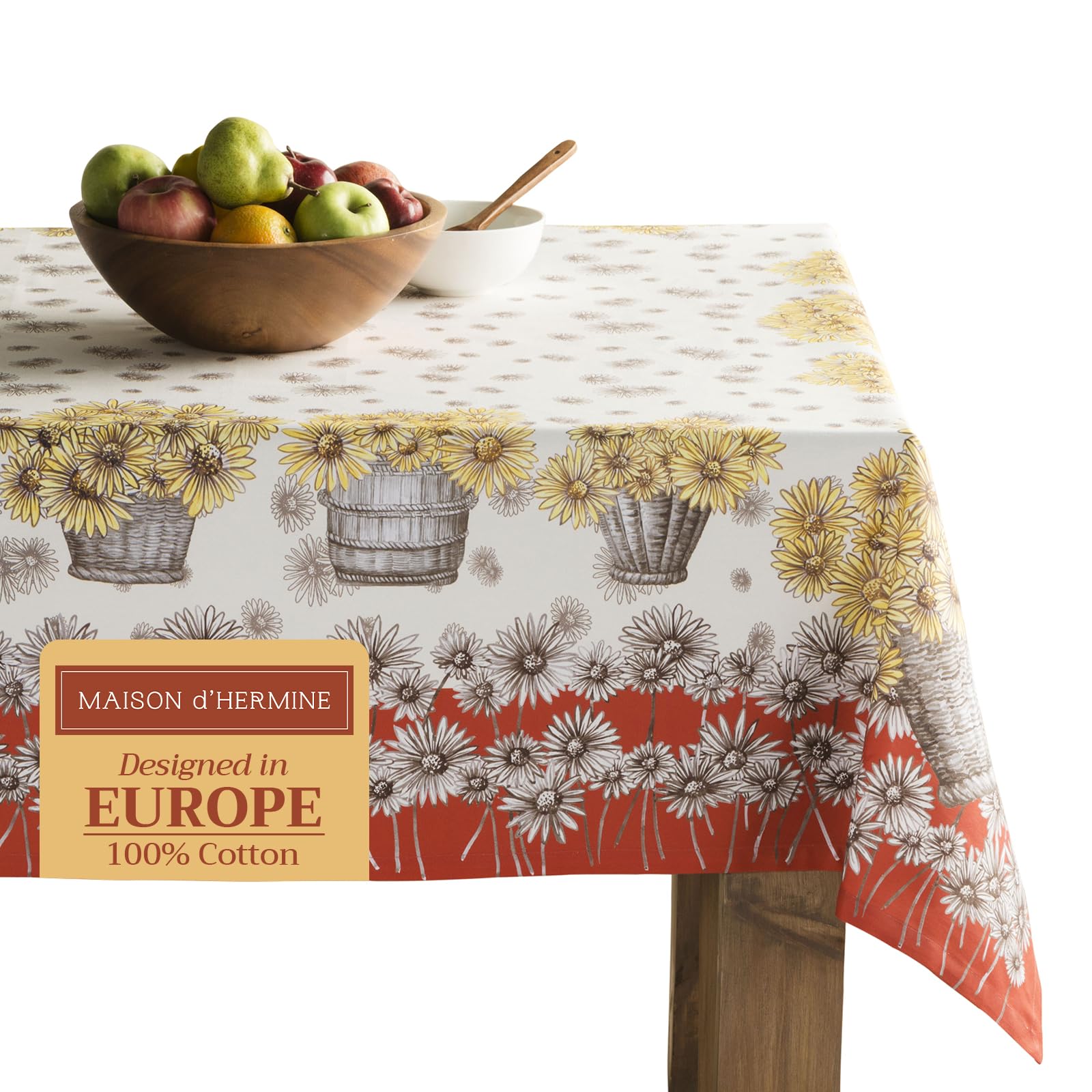 Maison d' Hermine Bagatelle 100% Cotton Tablecloth for Kitchen | Dinner | Table | Party Decoration | Weddings | Thanksgiving/Christmas (Rectangle, 140 cm x 180 cm) โ image 1