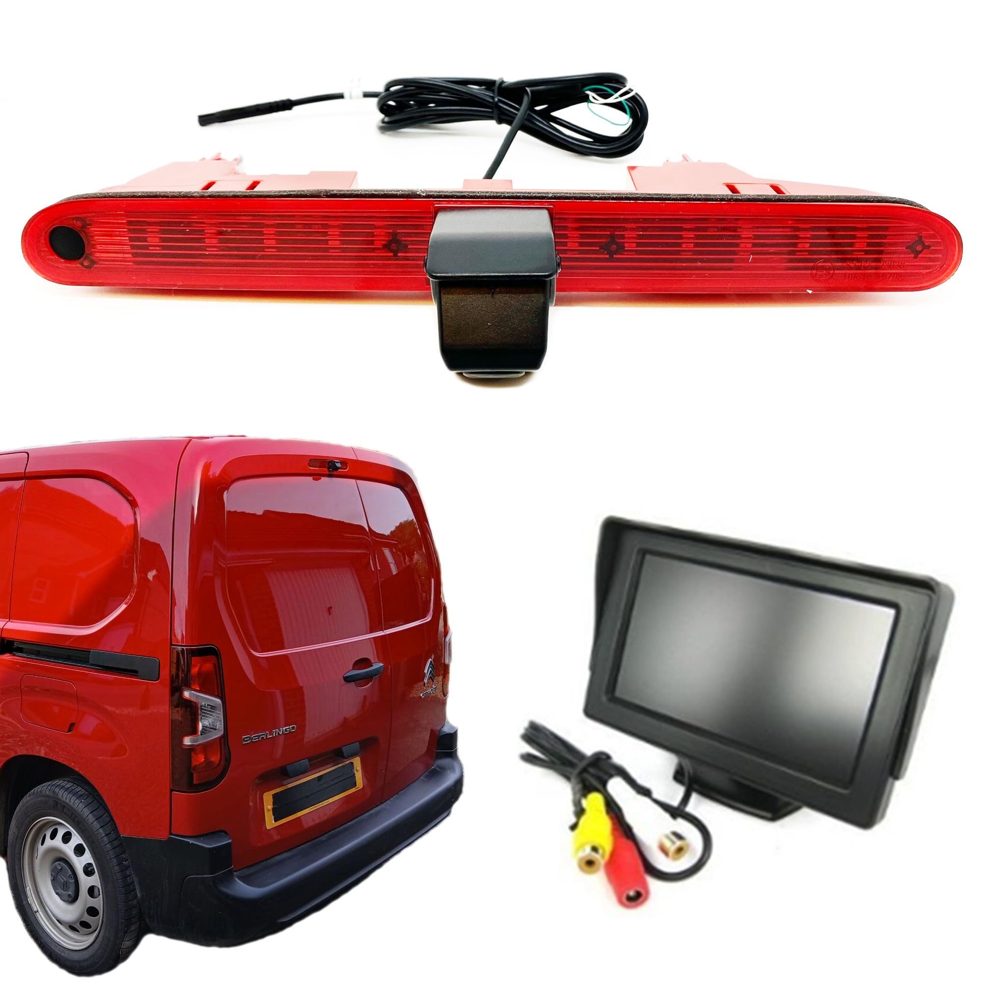 Dolphin Automotive Reversing Camera Fits Citroen Berlingo & Peugeot Partner With Waterjet Nozzle 2018 Onwards (Camera With 4.3" Dash Monitor)