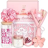 XGFYYMM 21st Birthday Gifts For Her, 21 Year Old Gift Ideas for Women Female Girlfriend, 7Pcs Happy 21st Birthday Basket Decorations, Pink Presents Box for Friends, Sister, Niece, Daughter