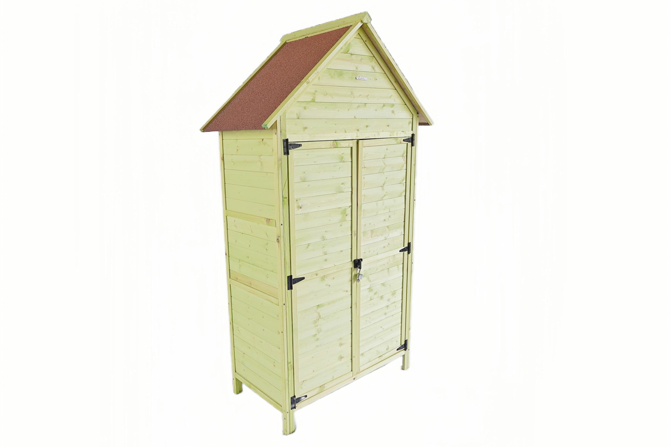 Photo 1 of CHURRZZ Wooden Indoor/Outdoor Storage Shed, 72 in High, Wooden Tool Storage Cabinet with Waterproof Roof, 3-Tier Shelves, Hooks, Double Magnetic Doors, and Lock, for Backyard, Garden