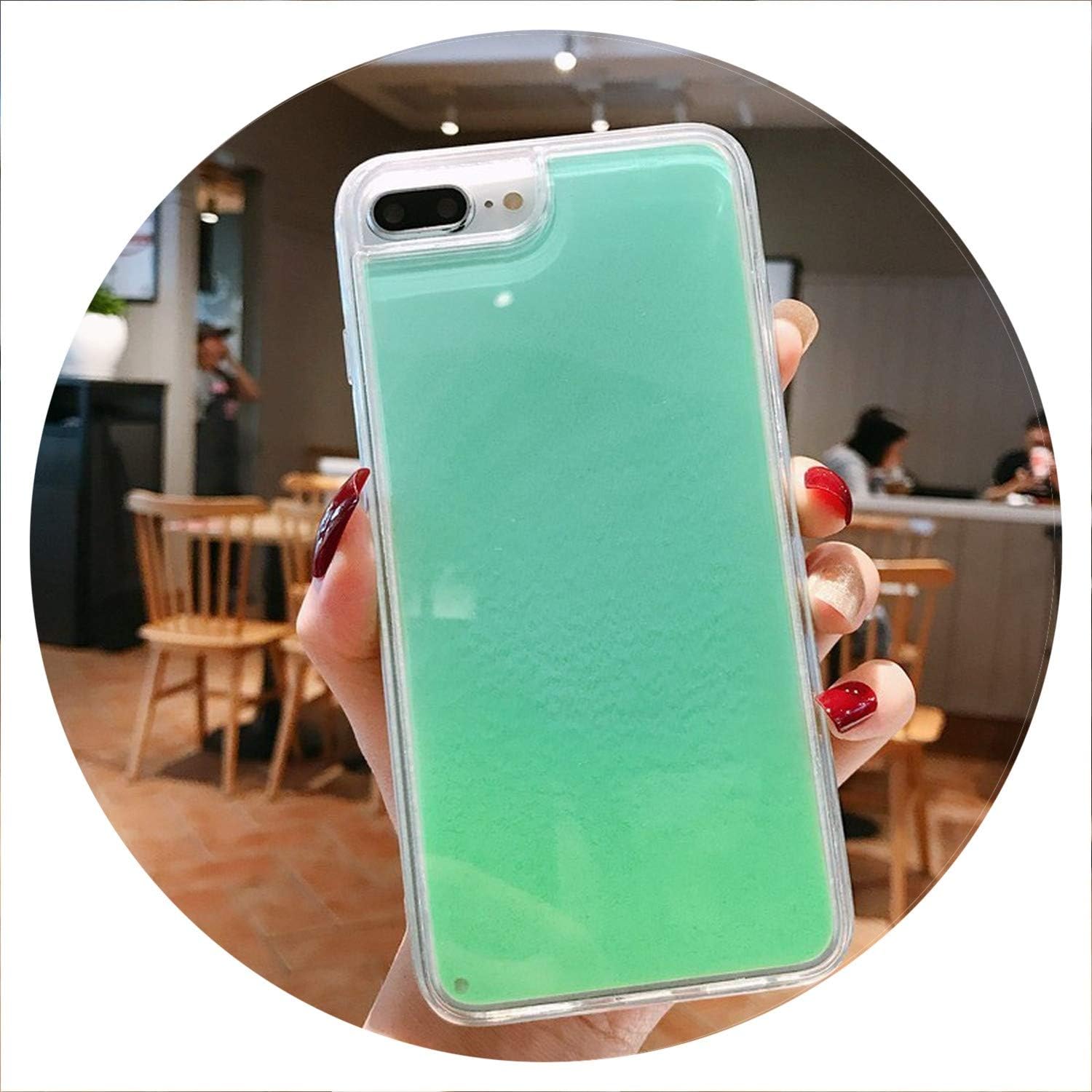 Luminous Neon Sand Case for iPhone Xr Xs Max X 6 6S S 7 8 Plus Glow in The Dark Liquid Glitter Quicksand Phone Cover Capa,Green,for iPhone Xr