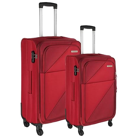 Nasher Miles Texas Expander Soft-Sided Polyester Luggage Set of 2 Red Trolley Bags (55 & 65 cm)