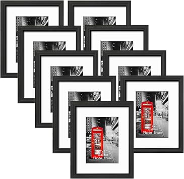 Amazon Com 8x10 Picture Frame Set Of 9 Made To Display Photos 5x7 With Mat Or 8x10 Without Mat For Wall And Tabletop Black Frames Home Kitchen Amazon Com 8x10 Picture Frame Set Of 9 Made To Display Photos 5x7 With Mat Or 8x10 Without Mat For Wall And Tabletop Black Frames Home Kitchen