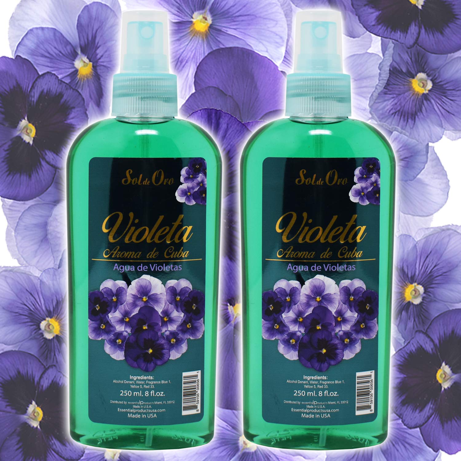 Amazon Com Sol De Oro Violeta Aroma De Cuba Agua De Violetas Violet Water Spray Fragrance Of Cuba 8oz 2 Pack Beauty