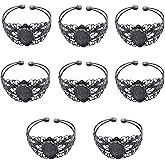 MIAO JIN 8 Pcs 25x18mm Oval Cabochon Filigree Bezel Tray Blank Cuff Bangles Bracelet e for Crafting DIY Bracelets Making
