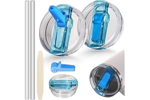ANTAND 14 oz Flip Straw Lid Replacement for Stanley Cup Accessories, 2 Pack Leakproof Spill Proof Tumbler Lids Cover for 14oz Stanley Cups, Detachable No Spill Top Replacement (Blue, Blue)