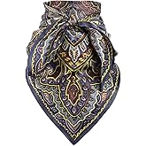 GERINLY 100% Silk Wild Rag 27 Inch Print Cowboy Neckerchief Large Mulberry Head Bandana Headband Cowgirl Accessory Scarf