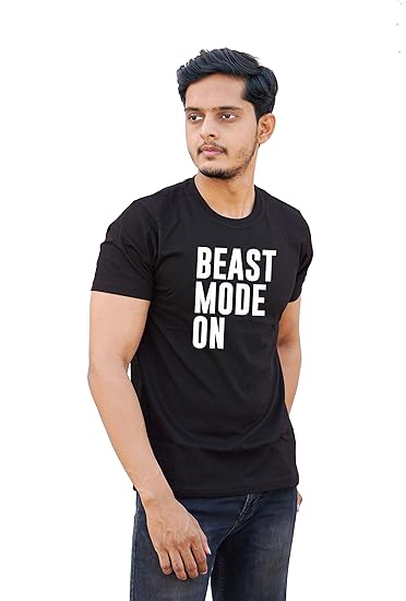 Buy GLAMTREND 100% Pure Cotton Black Tshirt for Men (Beast Mode) at Amazon.in