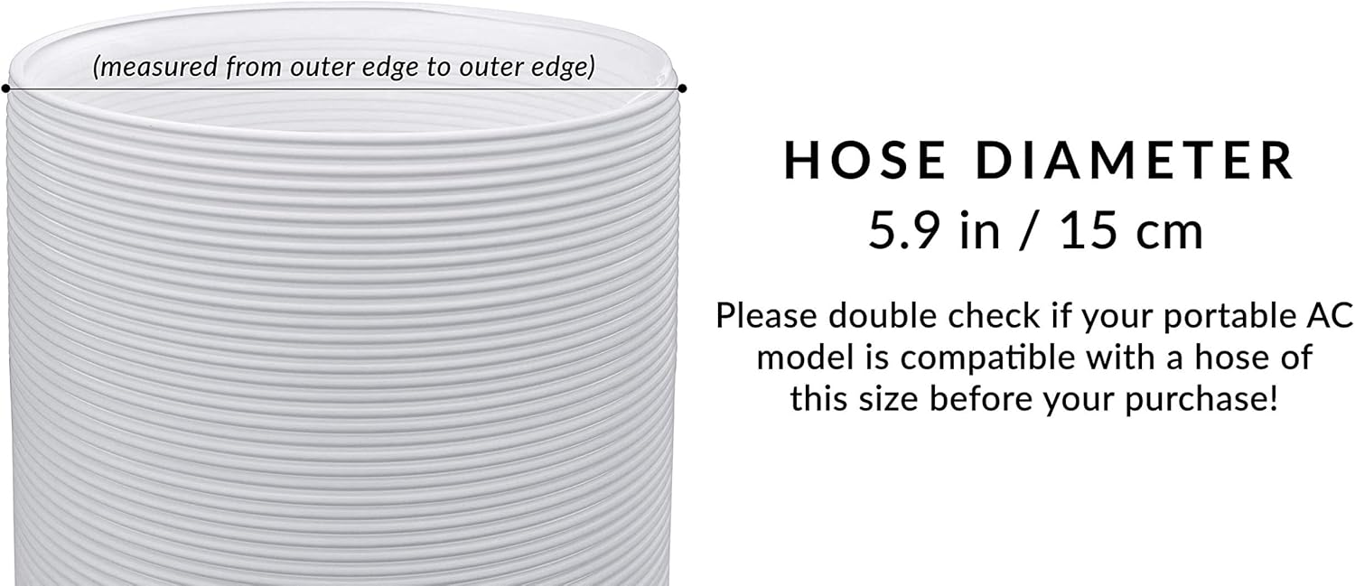 Air Conditioner Portable Exhaust Hose by BELLEFORD - 5.9 in Diameter Size - Universal Flexible Counter-Clockwise Room Airconditioners AC Vent Replacement Tube - Window Kit Extension Accessories Parts: Home & Kitchen