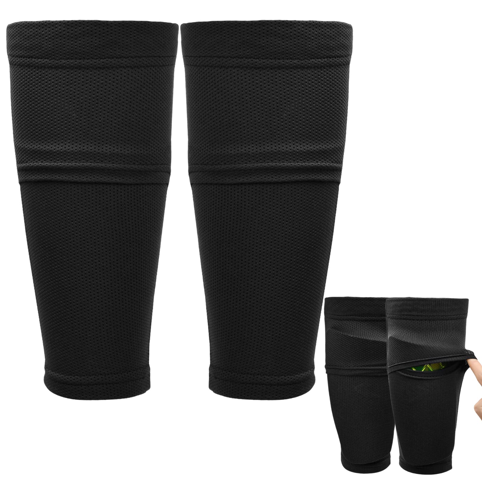 Xzeemo Shin Guards with Anti-Slip Strips, Shin Guards with Optimized Storage Pocket, Football Shin Guards for Kids, Teens and Adults