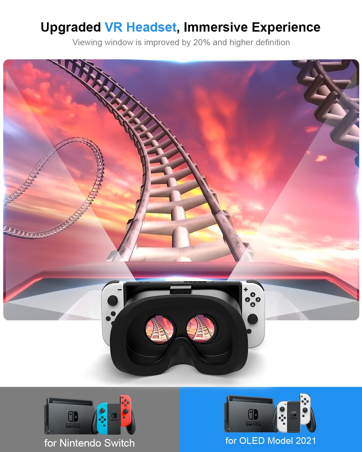 Aufgewertet VR Brille für Nintendo Switch/Switch OLED Modell, 3D Virtual Reality Headset Spiele Zubehör mit Anpassbaren HD-Gläsern und Elite Strap, Switch VR Labo Goggles Brille 4