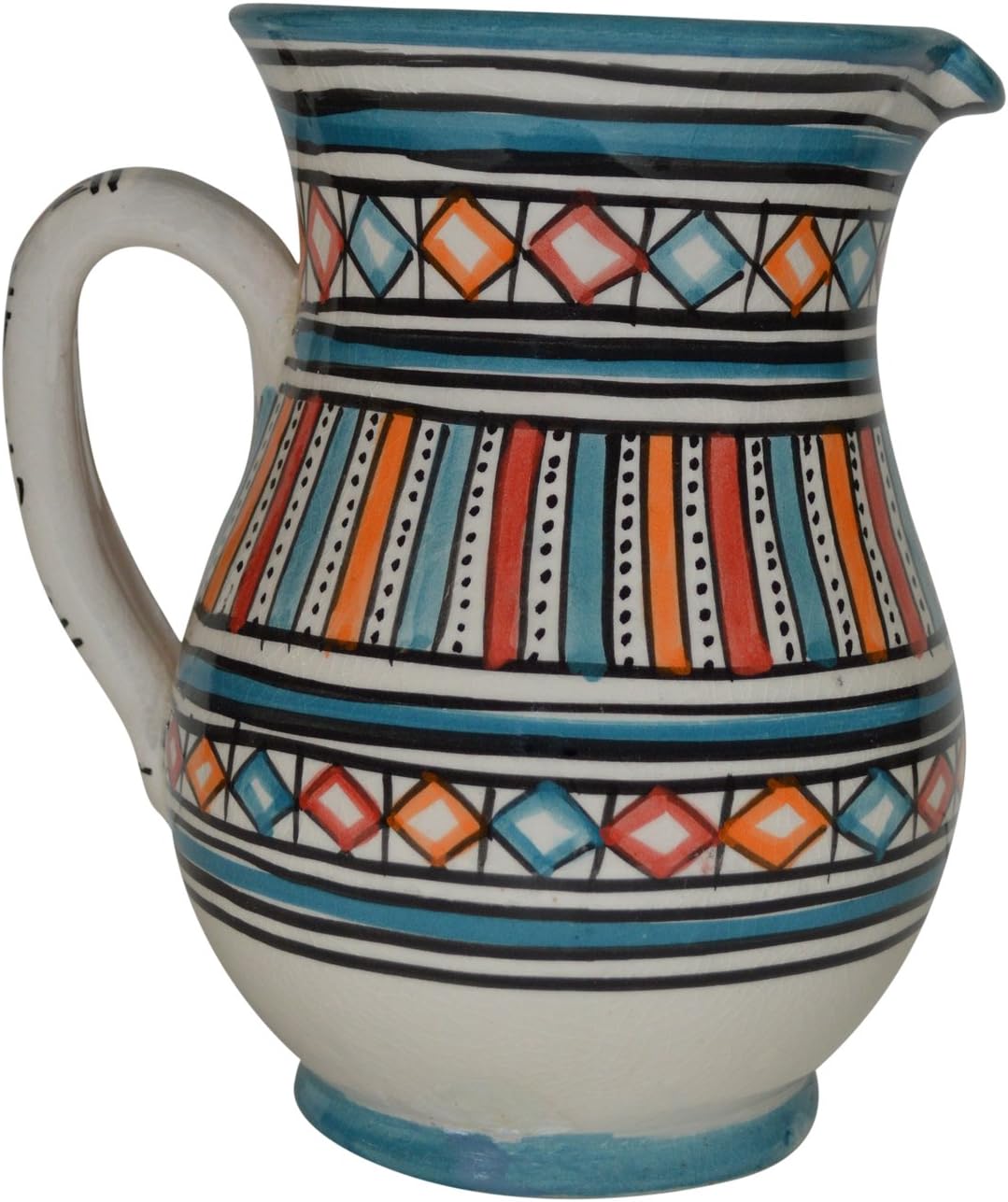 Moroccan Pitchers Sangria Handmade Ceramic Carafe Beverage Dispenser Jar Cooler Easy Pour 58 Oz Large