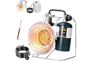 GASPOWOR Multi-Use Portable Propane Heater/Cooker,18,000 BTU Propane Tent Heater include 8.8 FT Hose for Patio, Camping, Hunting, Fishing(Fuel not included)