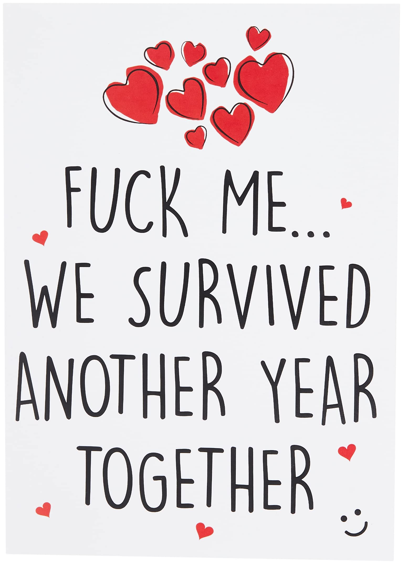 Funny Cards, Valentines, Anniversary, Birthday Cards, Husband Wife Boyfriend Girlfriend Swearing Cards Humorous Survived Another Year PC205