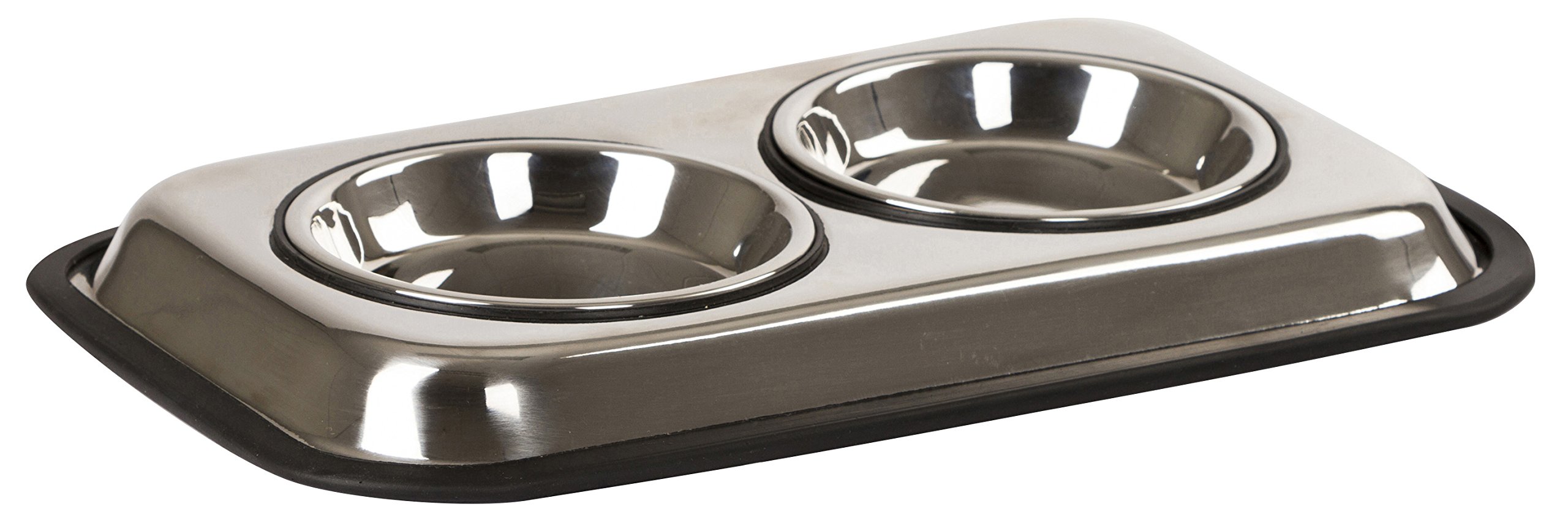 Kerbl Stainless Steel Duo Bowl, 37 x 23 x 3 cm