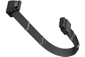 Fasgear 90 Degree PCIE 5.0/5.1 GPU Extension Cable 30cm,ATX3.0/3.1 16pin(12+4)Male to Female GPU Power Extension 600W,12VHPWR