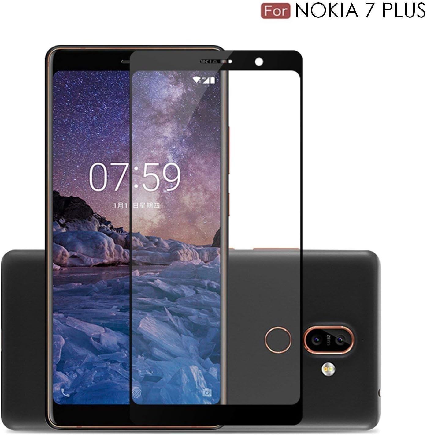 Comoro Nokia 7 Plus Tempered Glass Screen Protector, Anti Blue Light [Eye Protect] 9H Hardness 3D Touch Compatible, Shockproof, Anti-Scratch, Shatterproof Temperd Glass for Nokia 7 Plus (5D Glass)