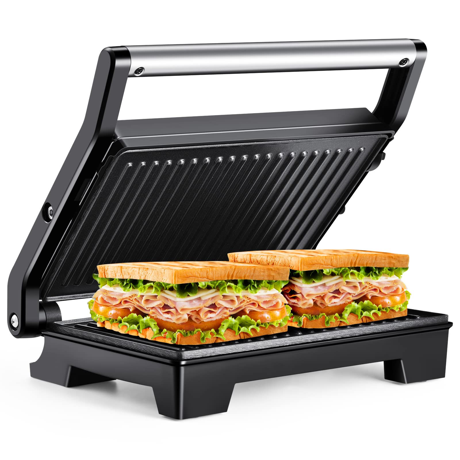 MONXOOK Panini Press Sandwich Maker, Non-Stick Coated Plates