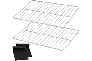 YEECHUN UPGRADE 316496201 Oven Rack Replacement-304 Stainless Steel Compatible with Frigidaire Kenmore Range Oven Racks, Flat Heavy Duty Stove Wire Rack Parts 24.2" x 16",Comes 2ps Non-Stick Oven Liners