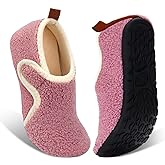 Ibeauti Women Mens House Slippers Lightweight Comfy Barefoot Slipper Socks Rubber Sole House Shoes for Indoor/Outdoor Bedroom Travel