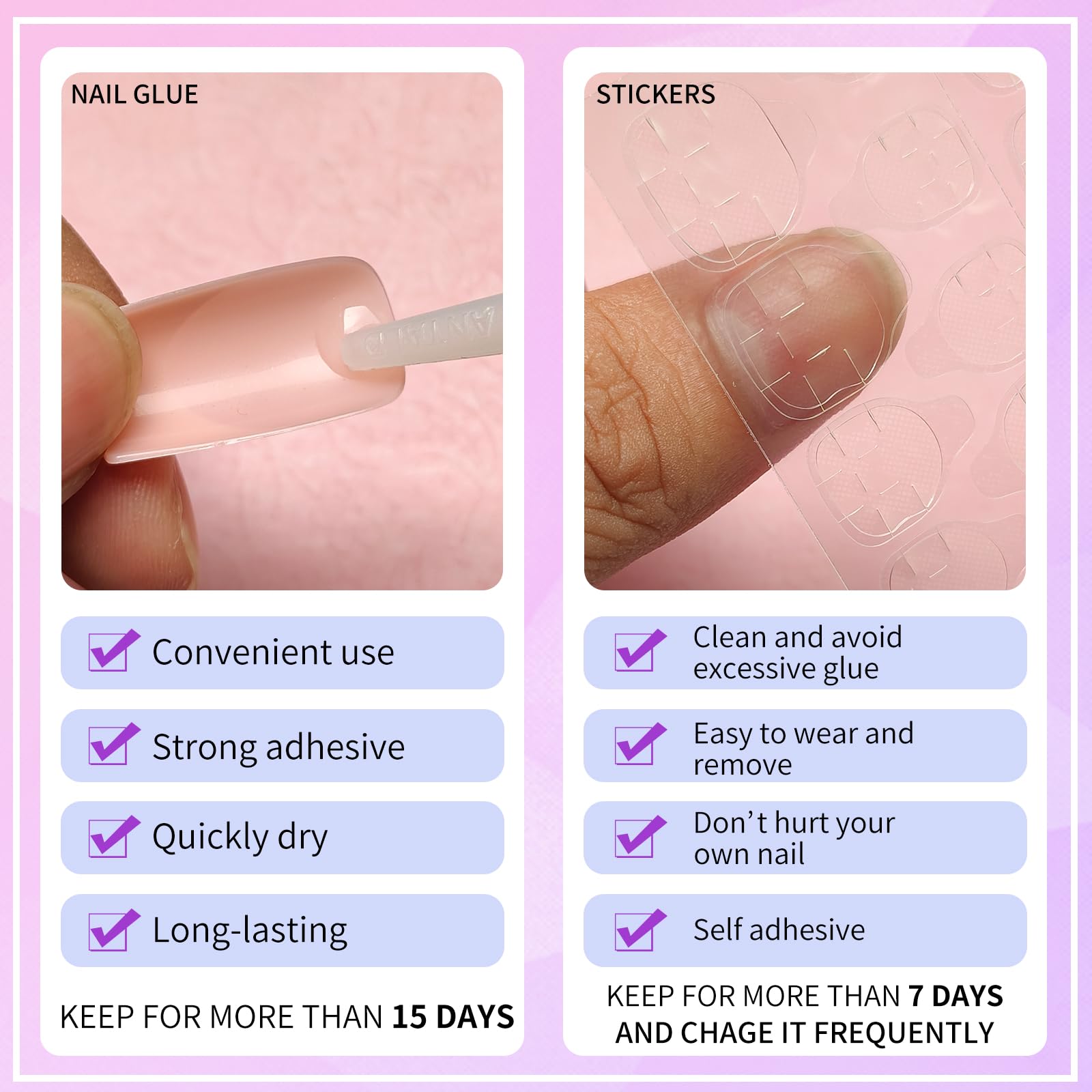 Lifextol 240pc French Tip Press on Nails Short Fake Nails with Glue and Adhesive Tab, False Acrylic Nails Press on Nails Square Nail Tips Artificial Glue on Nails Press ons Fingernail Stick on Nails - Image 7