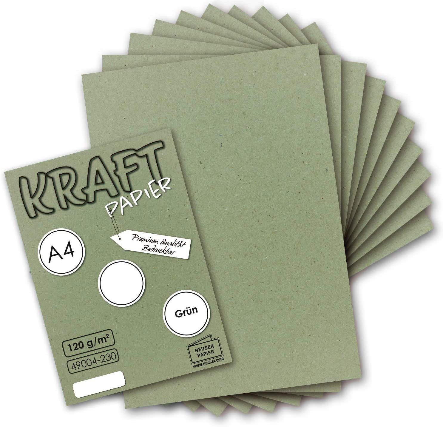 NEUSER PAPER 25 sheets of vintage kraft paper in green DIN A4 120g green recycled paper, completely ecological letterhead - Environmental stationery by GUSTAV NEUSER