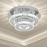 Ladiqi Crystal Round Led Flush Mount Ceiling Light Luxury Modern Close To Ceiling Light Indoor Chandelier Lighting Fixture For Living Room Bedroom Dining Room Restaurant White 8 Amazon Com
