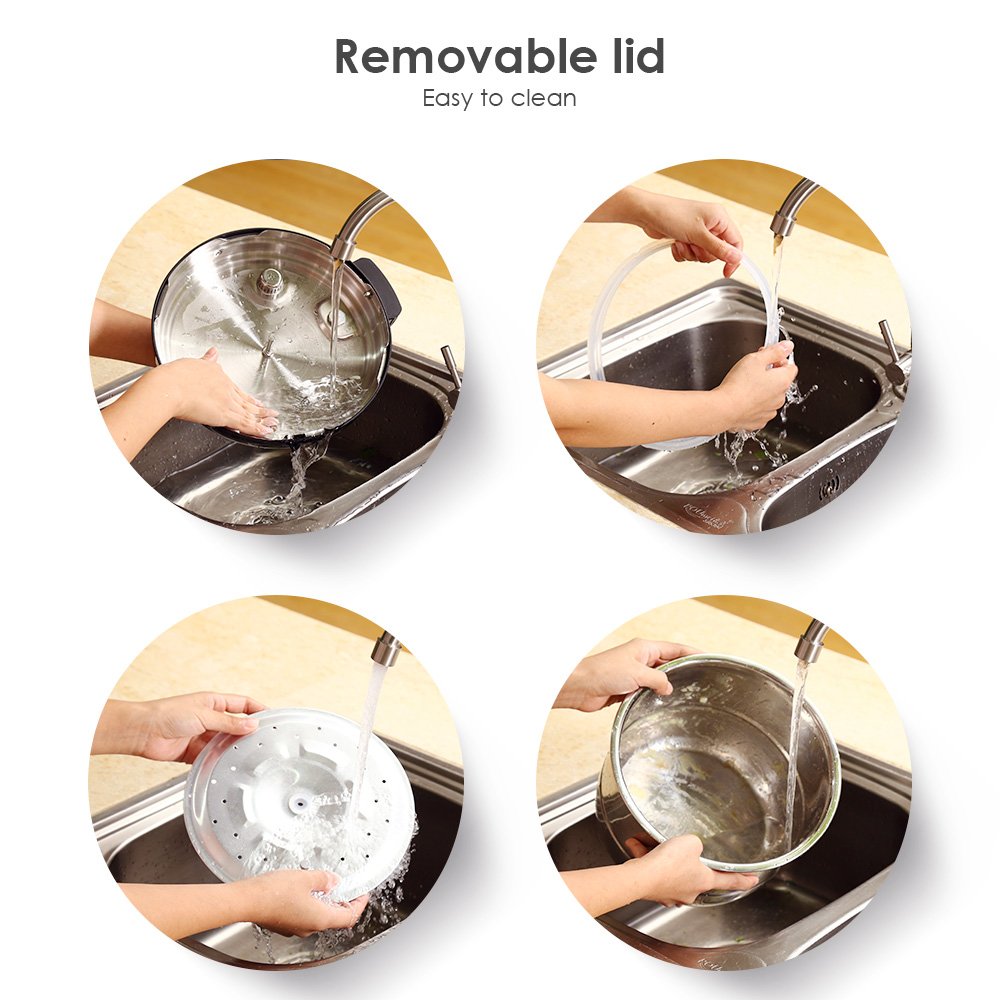 Multifunction Electric Pressure Cooker 6 Litre 8-in-1 Programmable Multi-Cooker with Stainless Steel Inner Pot