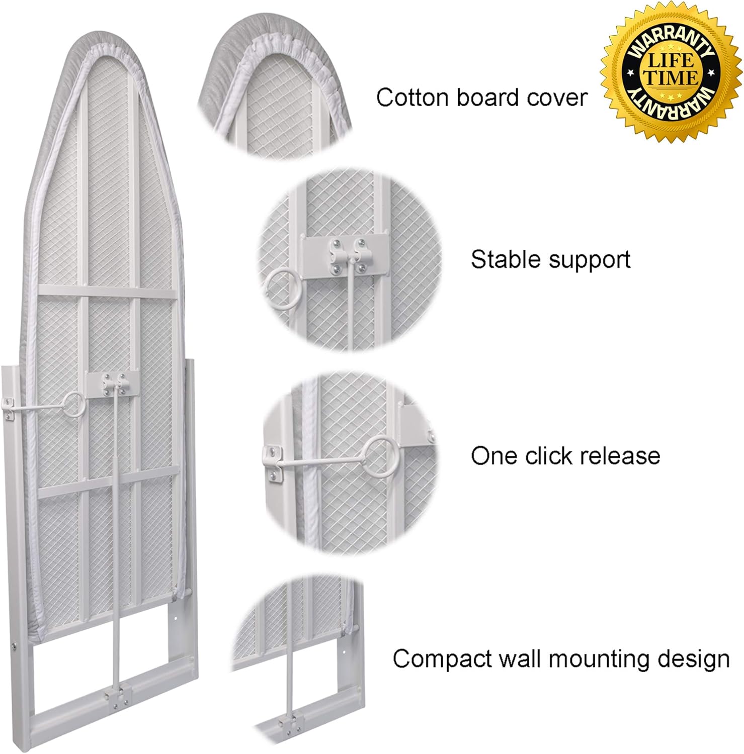 Xabitat Wall Mounted Ironing Board, Compact Mount Fold Down Ironing Board for Small Spaces - Image 4